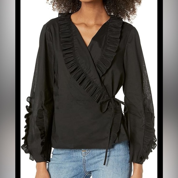 Rebecca Taylor Tops - Rebecca Taylor Quiet Luxury brand portrait collar wrap blouse